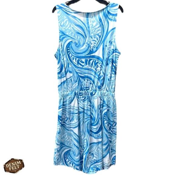 Lilly Pulitzer Windward White Sea Ruffle Blue Resort Sleeveless Dress Sz Medium - Picture 11 of 14